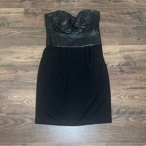 Little Black Vegan Leather Mini Dress Body Con - Size Small